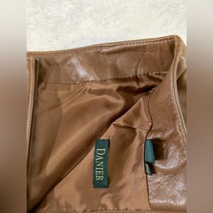 Danier Brown Leather Pencil Skirt